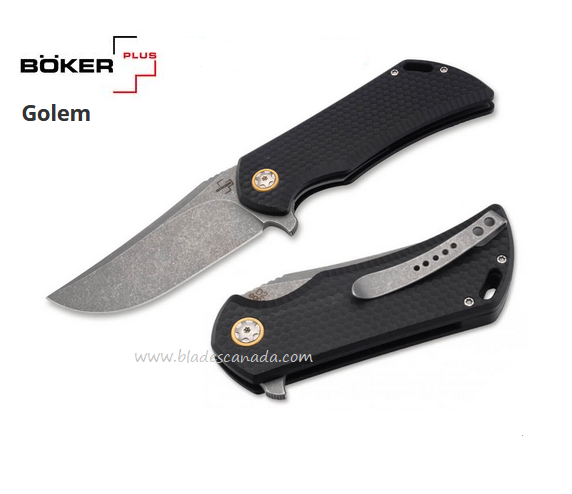 Boker Plus Golem Flipper Folding Knife, D2 Steel, G10 Black, 01BO192